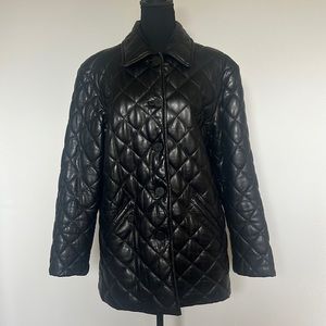 Burberry Quilted Black Leather Coat